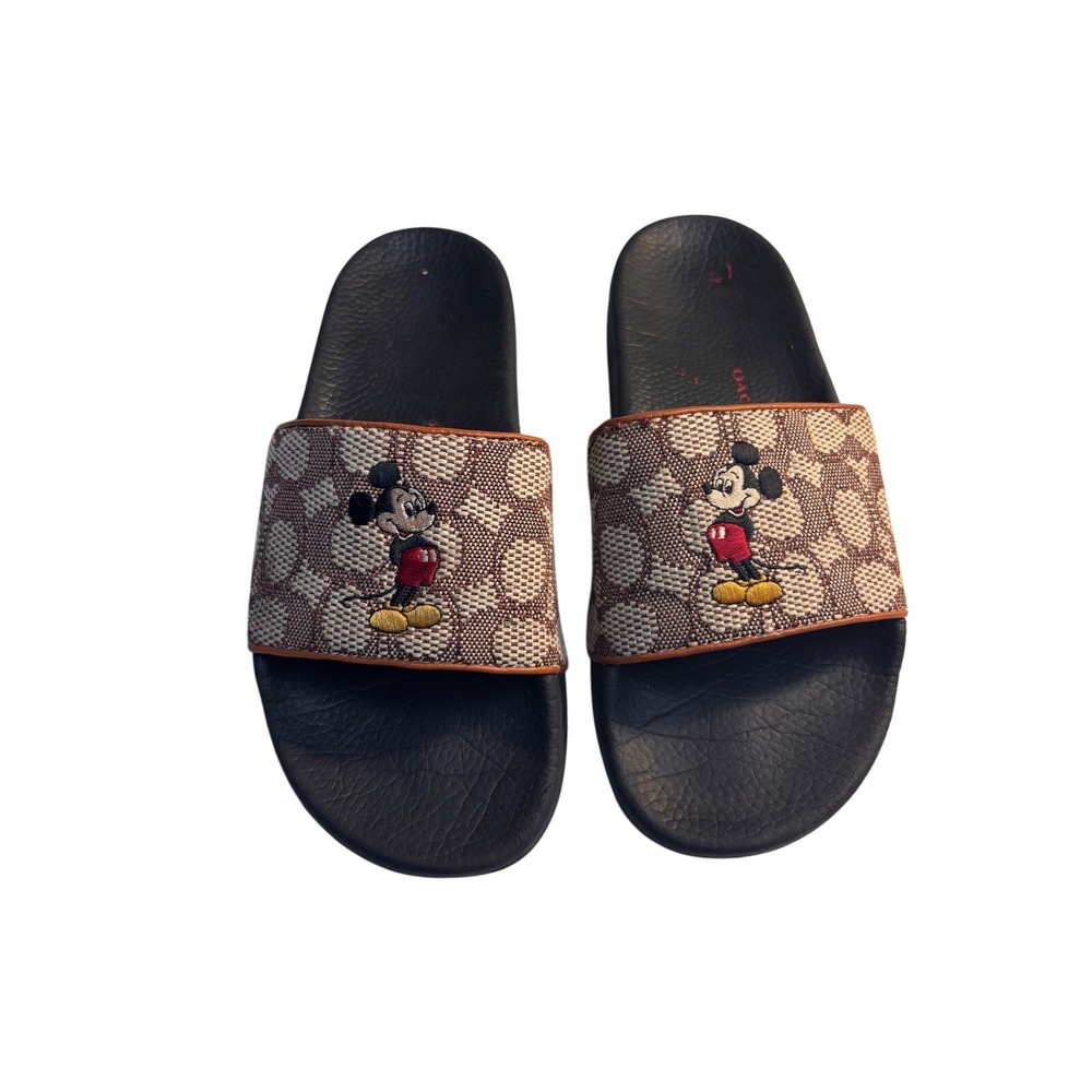 Coach x Disney Mickey Mouse Signature Monogram Slide Sandals C8742 Womens 7B